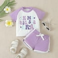 thumbnail image 1 of SNKSDGM Girls Easter Outfit Girl Girls Summer Outfits Size 10-12 Toddler Boys Girls Short Sleeve Letter Prints T Shirt Pullover Tops Shorts Outfits Baby Girl Outfit Set 2-3 Years, 1 of 5