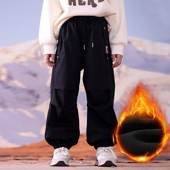 SNKSDGM Girls Pants Size 10-12 Baggy Boys Pants Drawstring Elastic Sweatpants Active Joggers Warm Sweatpants for Kids 12-13 Years