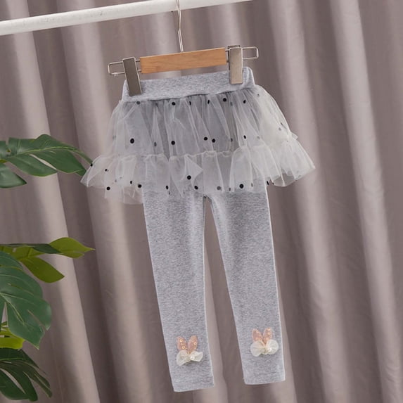 SNKSDGM Girls Pants Size 10-12 Jeggings Girls Leggings Toddler Pants Leggings for Girls School Tutu Kids Ruffle Skirt Pull On Warm Clothes 5 Years