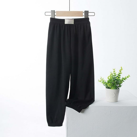 SNKSDGM Girls Pants Size 14-16 Cargo Girls Ice Silk Pantspants Elastic High Waisted Casual Trousers for Kids Summer Flowy Stretchy Pants 8-9 Years