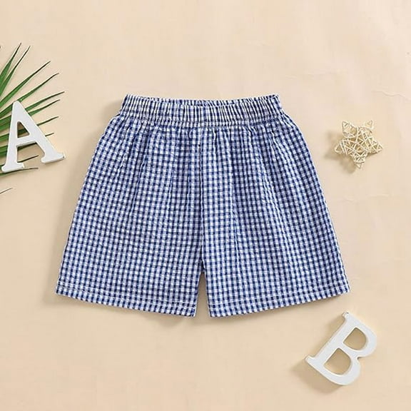 SNKSDGM Girls Pants Size 7-8 Flare Toddler Baby Girl Shorts Casual Summer Gingham Plaid/Seersucker Elastic Waist Ruffle Hem Shorts Bottoms 9-12 Months