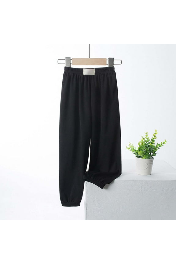 Girls Pants Size 8 Girls Ice Silk Pantspants Elastic High Waisted Casual Trousers for Kids Summer Flowy Stretchy Pants 11-12 Years