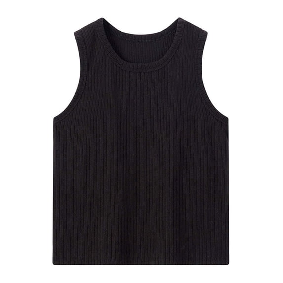 SNKSDGM Girls' Ribbed Knit Racerback Tank Top, High-Neck Solid Color Athletic Dance & Layering Camisole for Summer Wear, Under Jackets, and Dance Practice