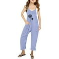 thumbnail image 1 of SNKSDGM Girls Rompers Size 14-16 Wedding Girls Summer Print V Neck Sleeveless Romper Loose fit Casual Jumpsuit with Pockets for Teens and Juniors Lightweight and Comfortable 5-6 Years, 1 of 5