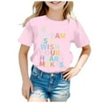 thumbnail image 1 of SNKSDGM Girls Shirts for Girls 10-12 Not Crop Top White T Shirts for Kids Children's Fashion Back to School Season Printed Round Neck Short Sleeve Casual T Shirt Top (2) 10-11 Years, 1 of 3