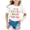 thumbnail image 1 of SNKSDGM Girls Shirts for Girls 10-12 Girls Shirts Size 12-14 Trendy Children's Fashion Back to School Season Printed Round Neck Short Sleeve Casual T Shirt Top (1) 4-5 Years, 1 of 3