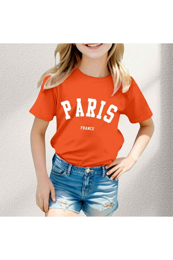 Girls Shirts for Girls 12-14 Clothes for Girls 10-12 Jeans Boy and Girl Fashion Casual Print Round Neck Loose Short Sleeve T Shirt Top 2-3 Years