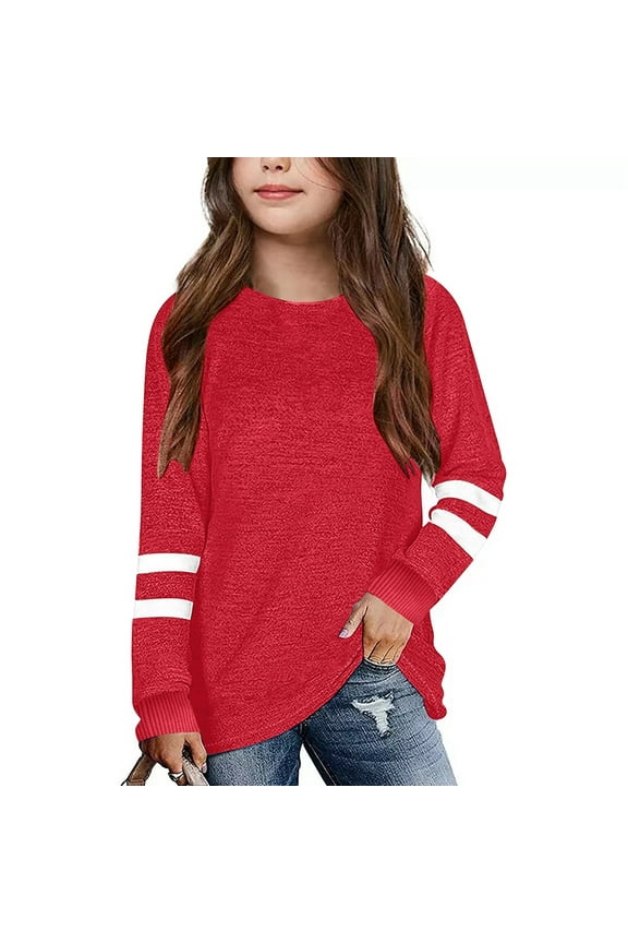 Girls Shirts for Girls 14-16 Years Old Clothes for Girls 10-12 Trendy Cute Girls Long Sleeve T Shirt Children's Crew Neck Top Girls T Shirt 8-9 Years