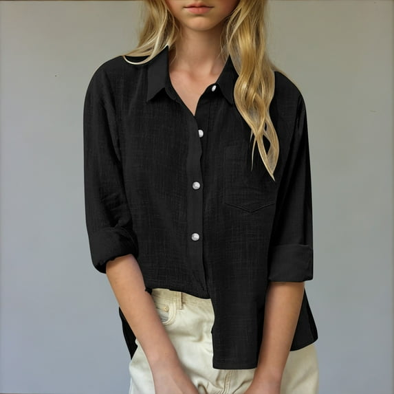 SNKSDGM Girls Shirts for Girls 14-16 Years Old White Shirt Girls Bulk Kids Linen Shirt Long Sleeve Pleated Button Down Blouse Spring Summer Casual Loose Fit Lightweight Tops 13-14 Years