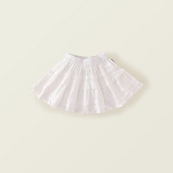 SNKSDGM Girls Skirts Size 14-16 Denim Girl's Tiered Layer Shirred Smocked Skirts Casual Cute High Waisted Pleated Ruffle Flowy Elastic Skirts 18-24 Months