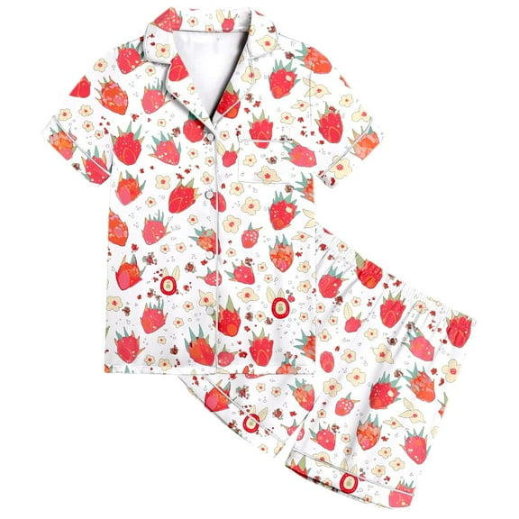 SNKSDGM Girls Spring Outfits for Girls 8-9 Girls Summer Outfits Size 6X-7 Toddler Girls Floral Silk Pajamas Short Sleeve Button up Top Shorts Summer 2Pc Flowers Satin Pajamas Set 5-6 Years