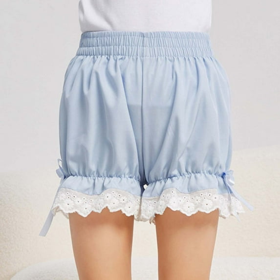 SNKSDGM Girls Sweatpants Size 12-14 Toddler Children Shorts Summer Girls Bowknot Lace Leggings Underwear Fashion for Girls Clothes 7-8 Years