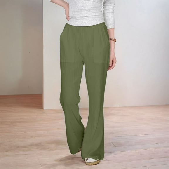 SNKSDGM Girls Sweatpants Size 14-16 Girls Pants Casual Flowy Loose Fit Linen Pants High Waist Pant Loose Flared Pants Kids Trousers Beach Pants 7-8 Years