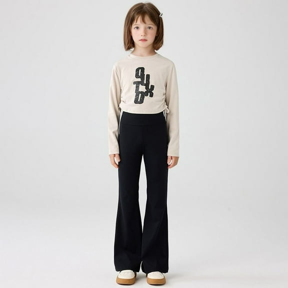 SNKSDGM Girls Sweatpants Size 8-10 Girls Leggings Yoga Pants for Girls Cute Pants Kids Soft Full Length Comfy Leggings Pants 13-14 Years