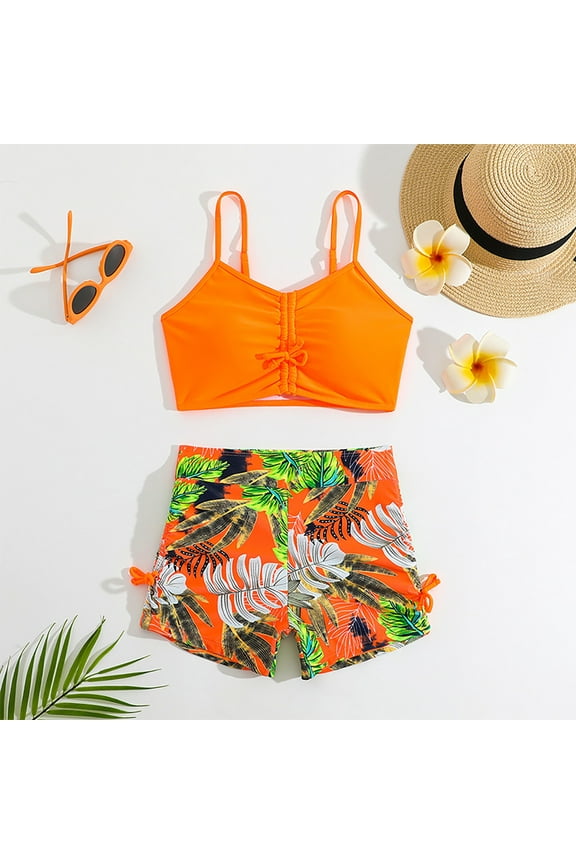 Girls Swimsuit Size 7 with Shorts Girls Swimsuit Girls Swimwear Bathing Suits for Girls 2 Piece Swimsuit Adjustable Straps Padded Swimwear Tankini 7 12Y 11-12 Years