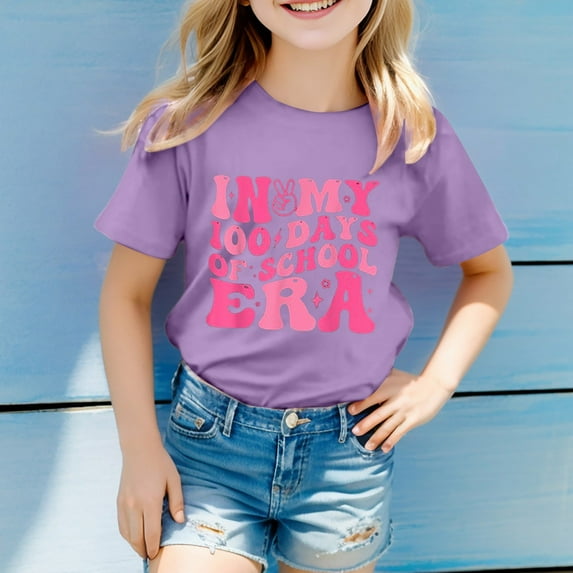 SNKSDGM Girls T Shirts for Girls 14-16 Cute Clothes for Girls under 10 Shirts for Kids Girls Child Short Sleeve Prints T Shirt Trendy Girls Fans Tops 150