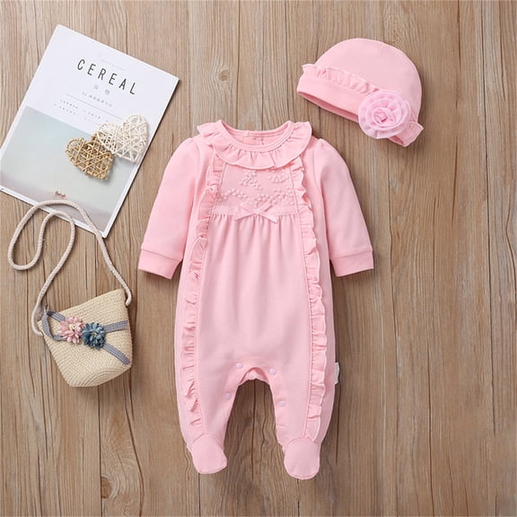 SNKSDGM Girls Toddler Girl Easter Outfits 3T Toddler Girl Easter Outfits 3T Spring Baby Girls Fashion Lace Patchwork Romper Jumpsuit Clothes+ Hat Spring Outfits for Girls Size 10 6-9 Months