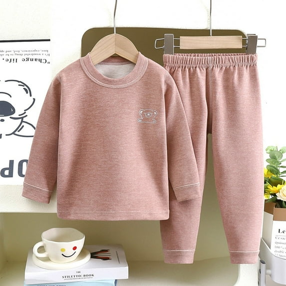 SNKSDGM Girls Toddler Spring Outfits for Girls Baby Girl Outfits Winter Thermal Underwear for Children Boys Crew Neck Trousers with Long Sleeves Toddler Girl Easter Outfit 110