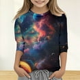 thumbnail image 1 of SNKSDGM Girls Tops for Trendy Winter T Shirts for Girls 10-12 Girls' Seve Quarter Sleeved Star Print T Shirt Top Comfortable with Casual Shirt 12-13 Years, 1 of 4