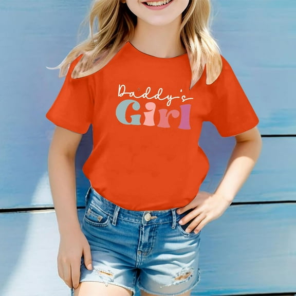SNKSDGM Girls White Shirt Kids Girls Tight Shirts for Girls 7-8 Cute Children's Casual Letter Pattern Print Multicolor Round Neck Short Sleeves 8-9 Years