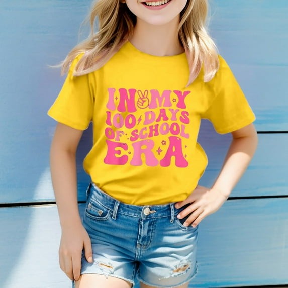 SNKSDGM Girls White T Shirts for Kids 3T Girls Cute Clothes for Teen Girls under 10 Shirts for Teen Kids Girls Child Short Sleeve Prints T Shirt Trendy Girls Fans Tops 90