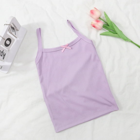 SNKSDGM Girls White T Shirts for Kids Pack Baby Girl Clothes 12 18 Months under 5 Children's Vests Summer Candy Color Girls Vests Girls Shaped Vests 2-3 Years