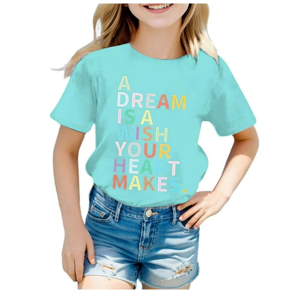 SNKSDGM Girls White T Shirts for Kids to Tie Dye White T Shirts for Kids Children's Fashion Back to School Season Printed Round Neck Short Sleeve Casual T Shirt Top (2) 8-9 Years
