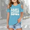 thumbnail image 1 of SNKSDGM July 2025 Girls T Shirts Children Kids Girls Short Sleeve Cold Shoulder T Shirts Kids Summer Oversized Tops Casual Crewneck Basic Tees Girls Shirts Size 6 Pack 3-4 Years, 1 of 2