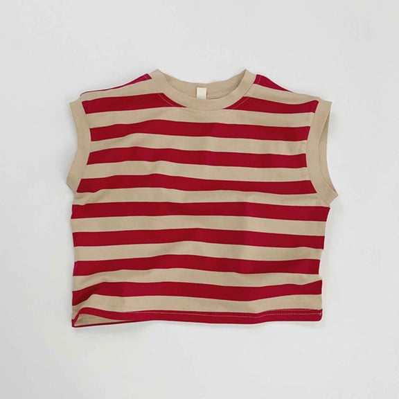 SNKSDGM July 2025 Girls T Shirts Toddler Boys Girls Sleeveless Summer Casual Striped Tops Beach Holiday Shirts Vest Girls Cute Tops Size 10-12 2-3 Years