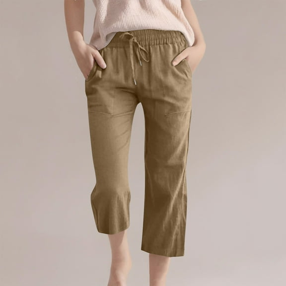 SNKSDGM Khaki Pants for Girls Baggy Kids Comfortable High Waisted Wide Leg Pants Drawstring Elastic Trousers Comfy Straight Leg Long Pants with Pockets 6-7 Years