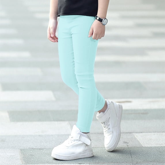 SNKSDGM Khaki Pants for Girls Cargo Kids Girls Stretch Pencil Pants Elastic Waist Trouser Bottoms 7-8 Years