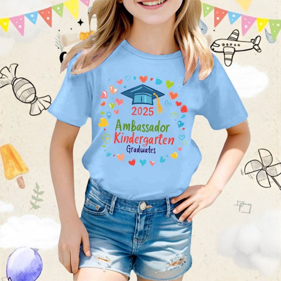 SNKSDGM Late July Cropped Girls Casual Short Sleeve T Shirt with Cute Cartoon Print Round Neck Top for Everyday Wear Graduation Photo Outfit Spring Summer Fall Comfortable Breathable Loose Fit Tee