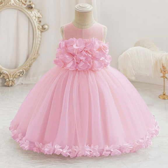 SNKSDGM Late July Flower Girl Dresses Toddler Girl Dress Girls' Sleeveless Tutu Party Dress with Puffy Skirt Performance for Birthday & Stage 5-6 Years