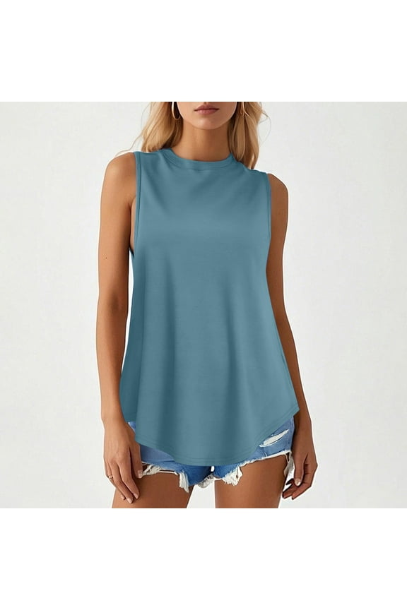One Sleeve Tops for Women Women's Plus Denim Crop Top Women's Tanks & for Everyday Wear Comfortable Fit for Casual Outings Pairing with Jeans Summer Easy Care in Machine Or Hwash