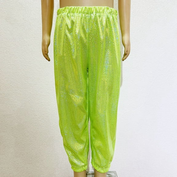 SNKSDGM Pants for Girls 7-8 Jeans Kids Girls Boys Sparkly Metallic Harem Dance Pants Loose Fit for Modern Hop Street Dancewear 3-4 Years