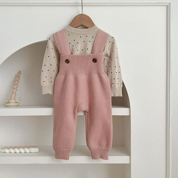 SNKSDGM Pants for Girls 8-10 Kids Baby Knit Jumpsuit Overalls Baby Girl Suspender Sweater Jumpsuit Romper Pants Fall Winter Outfits 6-12 Months