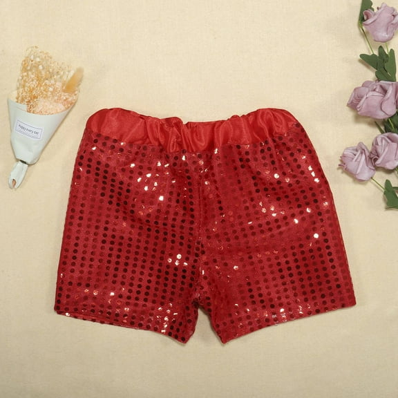 SNKSDGM Pants for Girls 9-10 Years Old Toddler Kids Baby Girls Boys Sparkly Sequins Elastic Waist Birthday Shorts Pants Party Shorts 5-6 Years