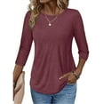 thumbnail image 1 of SNKSDGM Plus Size Tops for Women 4X-5X Long Sleeve Women's Casual 3/4 Sleeve T Shirts Round Neck Cute Tunic Summer Tops Basic Tees Fall Blouses Loose fit Pullover Summer Tops for Women 2025 Work, 1 of 5