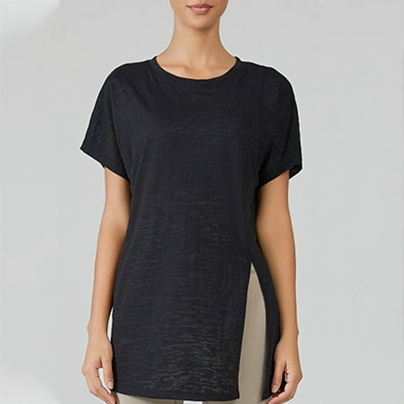 SNKSDGM Plus Size Tops for Women Dressy 3X Women's Solid Color Asymmetric Hem Long Sleeve Yoga Cover up | Lightweight Loose Fitting Sports Top for Running & Fitness