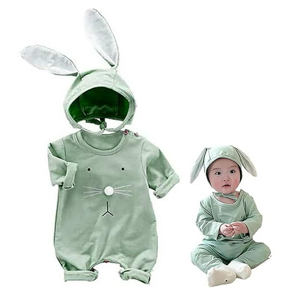 SNKSDGM Rompers for Girls 12-14 Shorts Fairy Baby Baby Easter Outfits Bunny Romper Baby Boy Girls Bodysuit Jumpsuit with Rabbit Hat Cap 0 18M 12-18 Months