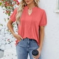 thumbnail image 1 of SNKSDGM Short Sleeve Shirts for Women Plus Size Pack Women's Fashion Casual Solid Color Spring/Summer V Neck Ruffled Stretch Short Sleeved T Shirt Top off The Shoulder Tops for Women Long Sleeve, 1 of 6