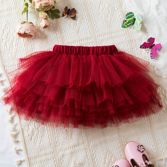 SNKSDGM Skirts for Girls Kids Girls Holiday Party Ballet Skirts Party Tulle Dance Skirt 1-2 Years