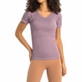 thumbnail image 1 of SNKSDGM Summer Tops with Sleeves for Women 2025 Women Basic Round Neck Short Sleeve T Shirt Solid Form fit Workout Yoga Athletic Sports Tee Shirt Casual Top Tops for Women Trendy Winter Lace, 1 of 5
