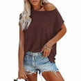 thumbnail image 1 of SNKSDGM Summer Tops with Sleeves for Women Silk Women's Short Sleeve T Shirts Casual Solid Tops Basic Loose Crew Neck Clothes Dressy Pullover Tee with Pocket Plus Size Tops for Women Summer Casual, 1 of 4