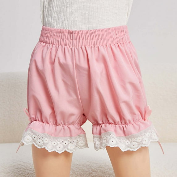 SNKSDGM Sweat Pants for Girls 10-12 Toddler Children Shorts Summer Girls Bowknot Lace Leggings Underwear Fashion for Girls Clothes 4-5 Years