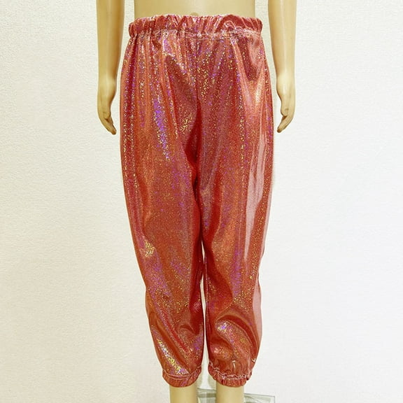SNKSDGM Sweatpants for Girls 9-10 Kids Girls Boys Sparkly Metallic Harem Dance Pants Loose Fit for Modern Hop Street Dancewear 7-8 Years