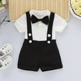 thumbnail image 1 of SNKSDGM Toddler Boy Clothes Summer 3T 4/July Baby Boys Formal Suit Set Short Sleeve Romper Suspenders Shorts Pants Bowtie Wedding Tuxedo Outfits Clothes 12-18 Months, 1 of 2