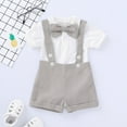 thumbnail image 1 of SNKSDGM Toddler Clothes for Boys 4T Christmas in July Baby Boys Formal Suit Set Short Sleeve Romper Suspenders Shorts Pants Bowtie Wedding Tuxedo Outfits Clothes 12-18 Months, 1 of 2