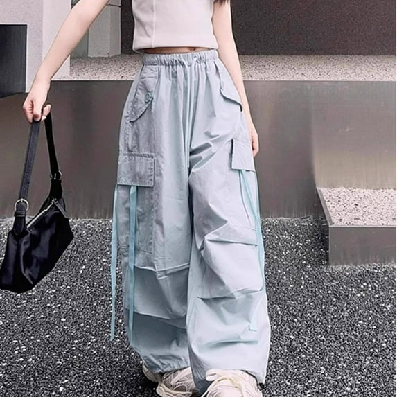SNKSDGM Toddler Girl Pants 5T Girls' Vintage Fashion with Pockets Cargo Pants Solid Color Streetwear for 4 14 Years 8-10 Years