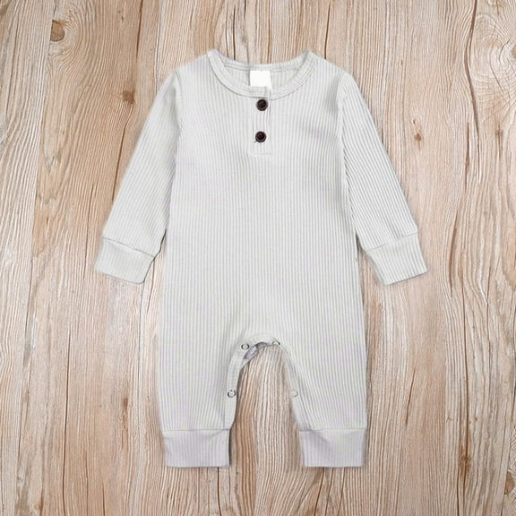 SNKSDGM Toddler Girl Romper 3T Dressy Toddler Winter Long Sleeve Boys Girls Ribbed Solid Color Jumpsuit Outwear for Babys Clothes 3-6 Months